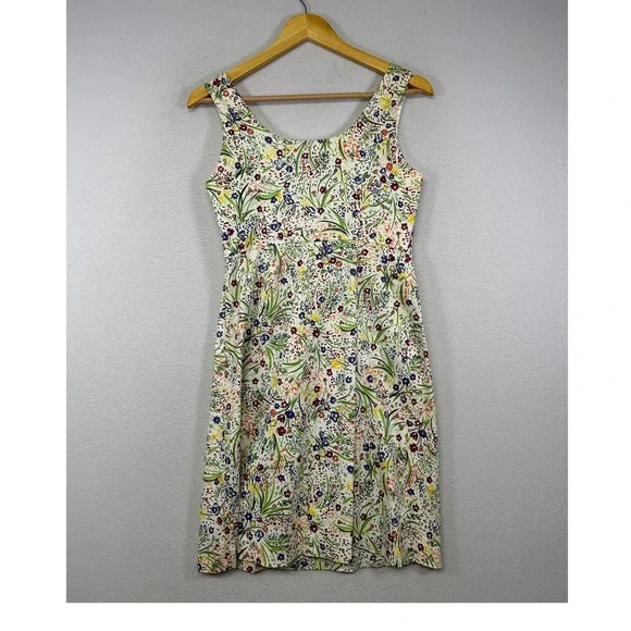 Cottagecore Petite Sophisticate Women 2P White Floral Sleeveless Sheath Dress - Picture 2 of 9